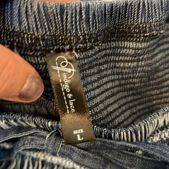 INDIGO & LACE 2 WAY DENIM SKIRT OR DRESS SIZE LARGE - Picture 13 of 16